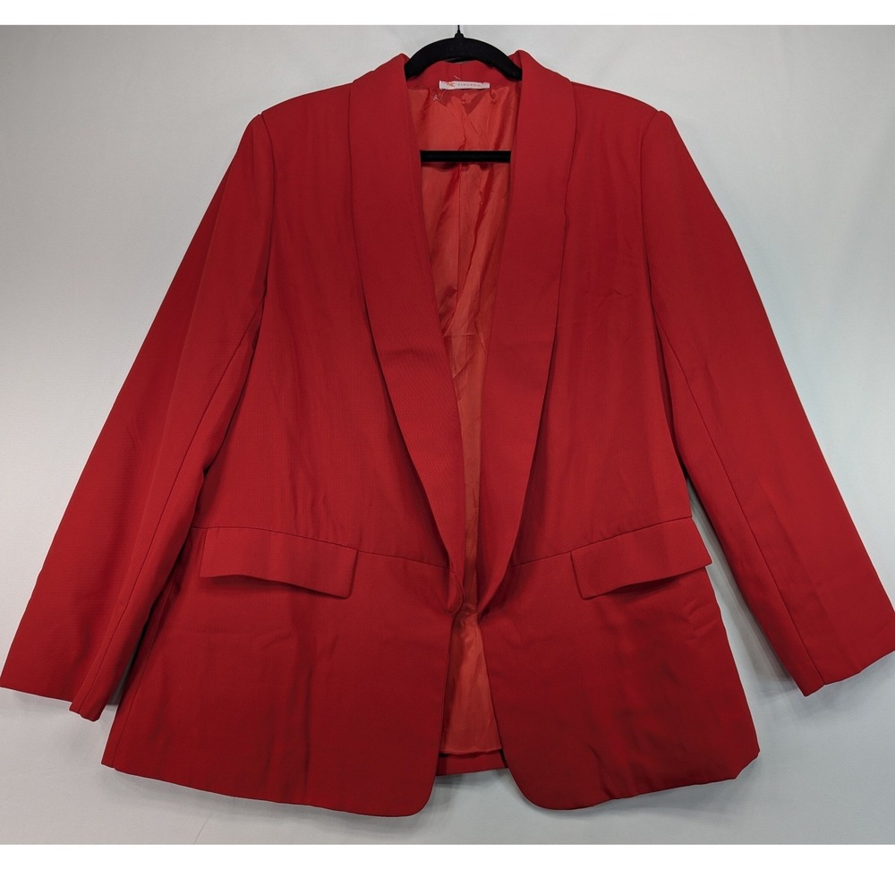 Kirundo Red Open Front Shawl Collar Blazer‎ Jacket Lined Size L